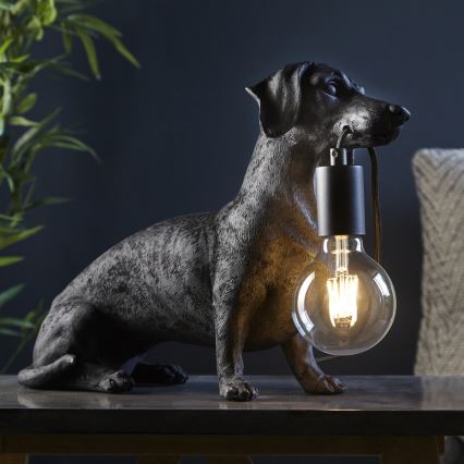 Endon 101188 - Stona lampa DACHSHUND 1xE27/10W/230V crno