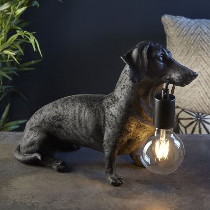 Endon 101188 - Stona lampa DACHSHUND 1xE27/10W/230V crno