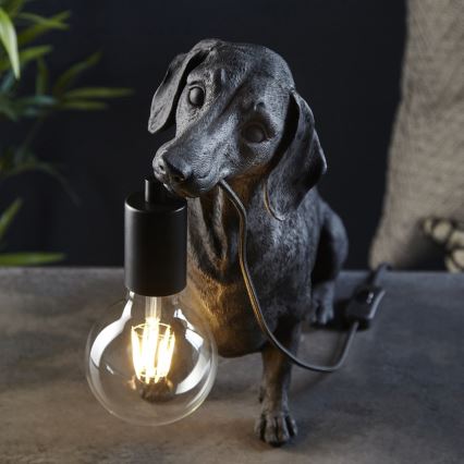 Endon 101188 - Stona lampa DACHSHUND 1xE27/10W/230V crno