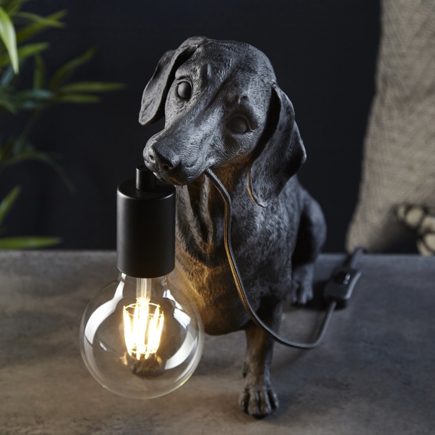 Endon 101188 - Stona lampa DACHSHUND 1xE27/10W/230V crno