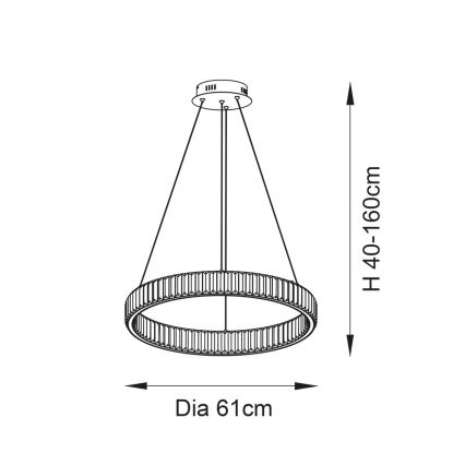 Endon 102255 - LED prigušiva luster na sajli LAGUNA, LED/36W/230V, sjajni hrom