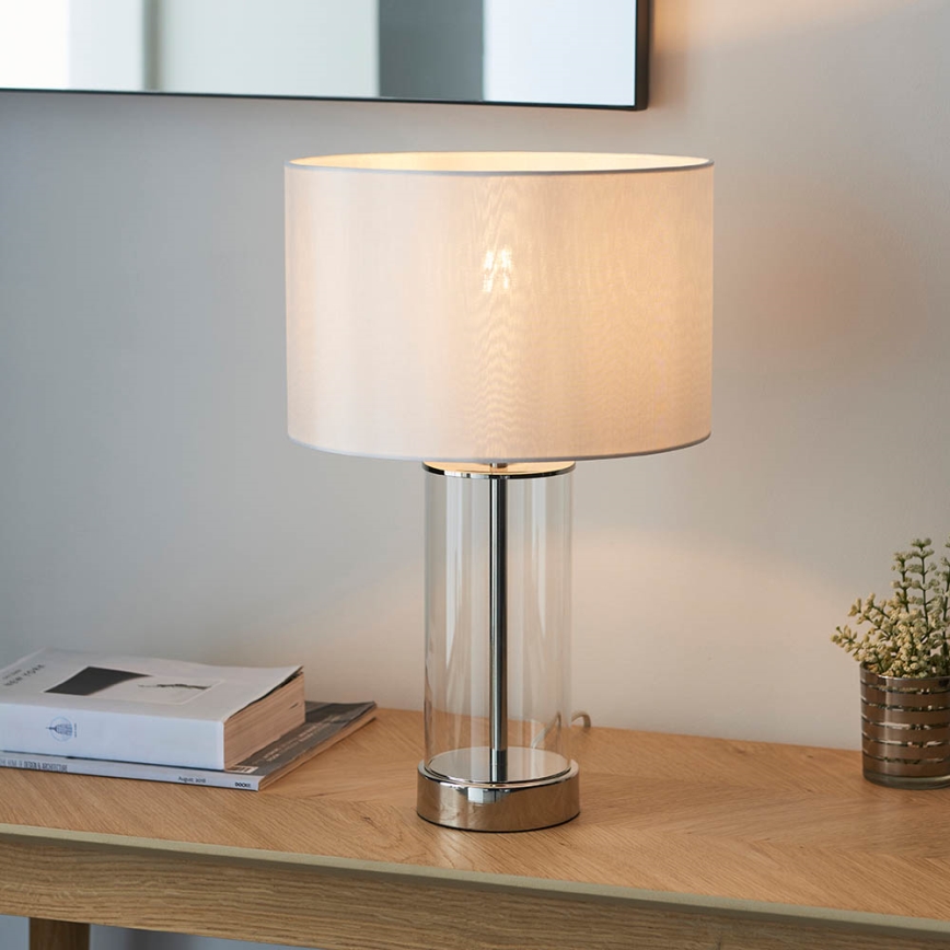 Endon 102674 - Stona lampa LESSINA 1xE27/10W/230V, prigušiva, sjajni hrom/bela