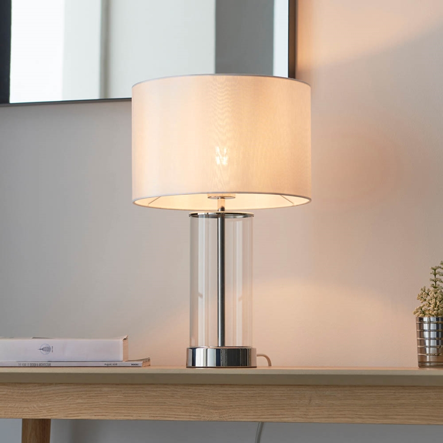 Endon 102674 - Stona lampa LESSINA 1xE27/10W/230V, prigušiva, sjajni hrom/bela