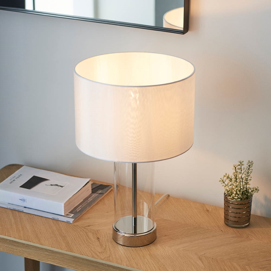 Endon 102674 - Stona lampa LESSINA 1xE27/10W/230V, prigušiva, sjajni hrom/bela