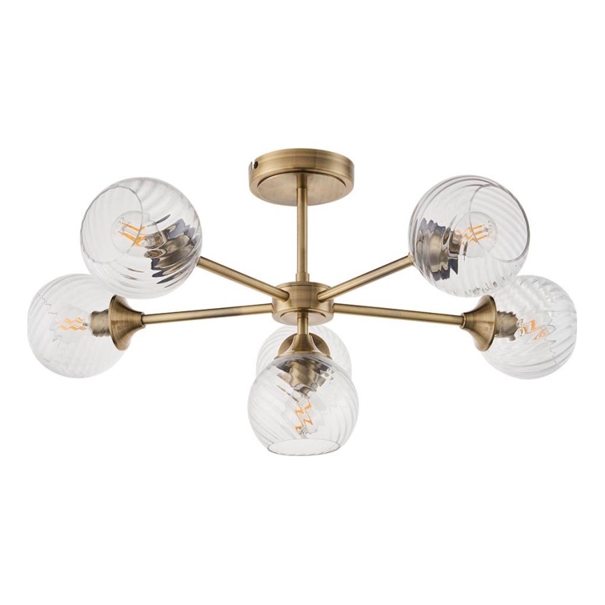 Endon 103171 - Luster na šipci ALLEGRA 6xE14/7W/230V mesing/prozirno