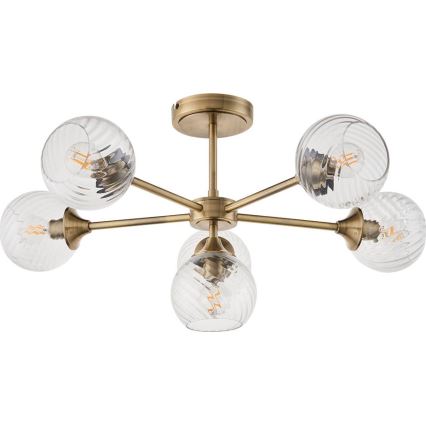 Endon 103171 - Luster na šipci ALLEGRA 6xE14/7W/230V mesing/prozirno