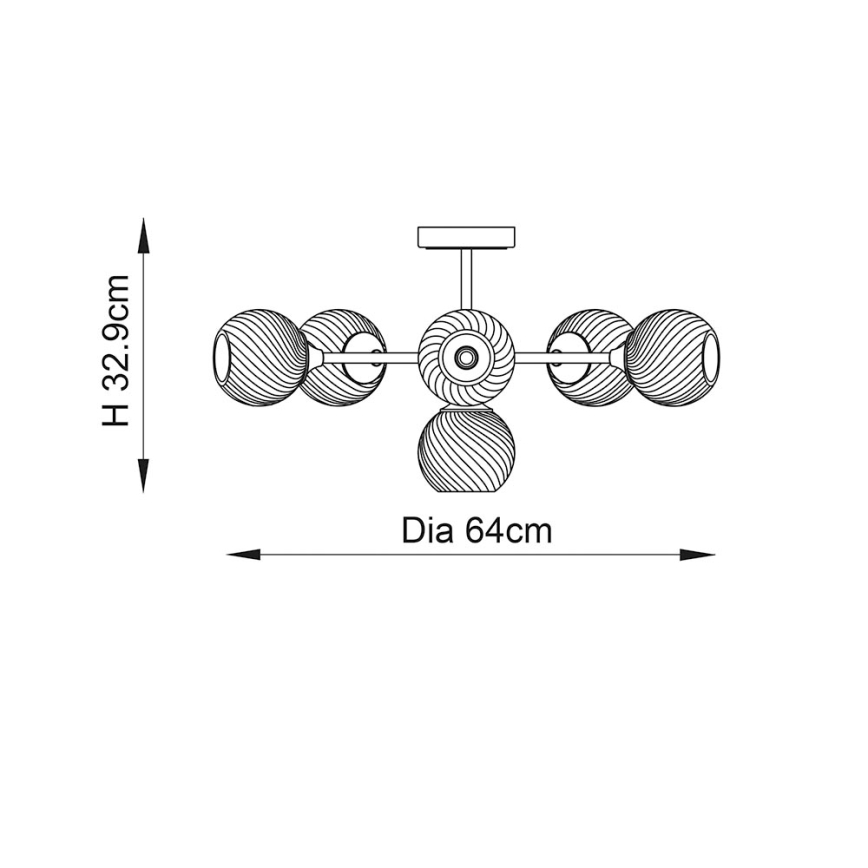 Endon 103171 - Luster na šipci ALLEGRA 6xE14/7W/230V mesing/prozirno