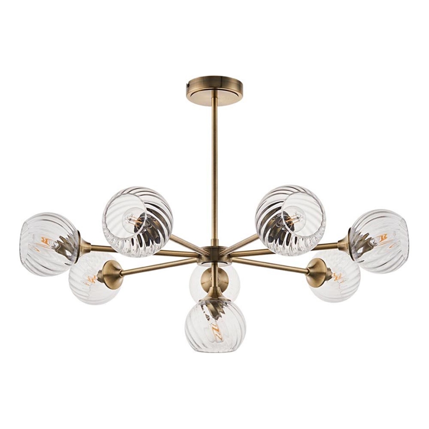 Endon 103172 - Luster na štapu ALLEGRA 8xE14/7W/230V mesing/prozirno