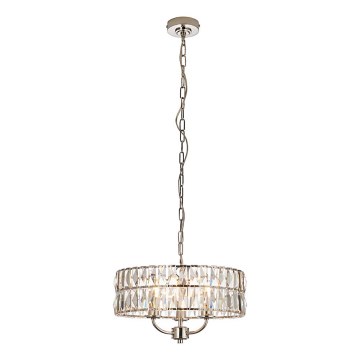 Endon 104466 - Luster na lancu CLIFTON 3xE14/6W/230V prečnik 38,5 cm sjajni hrom/prozirno staklo