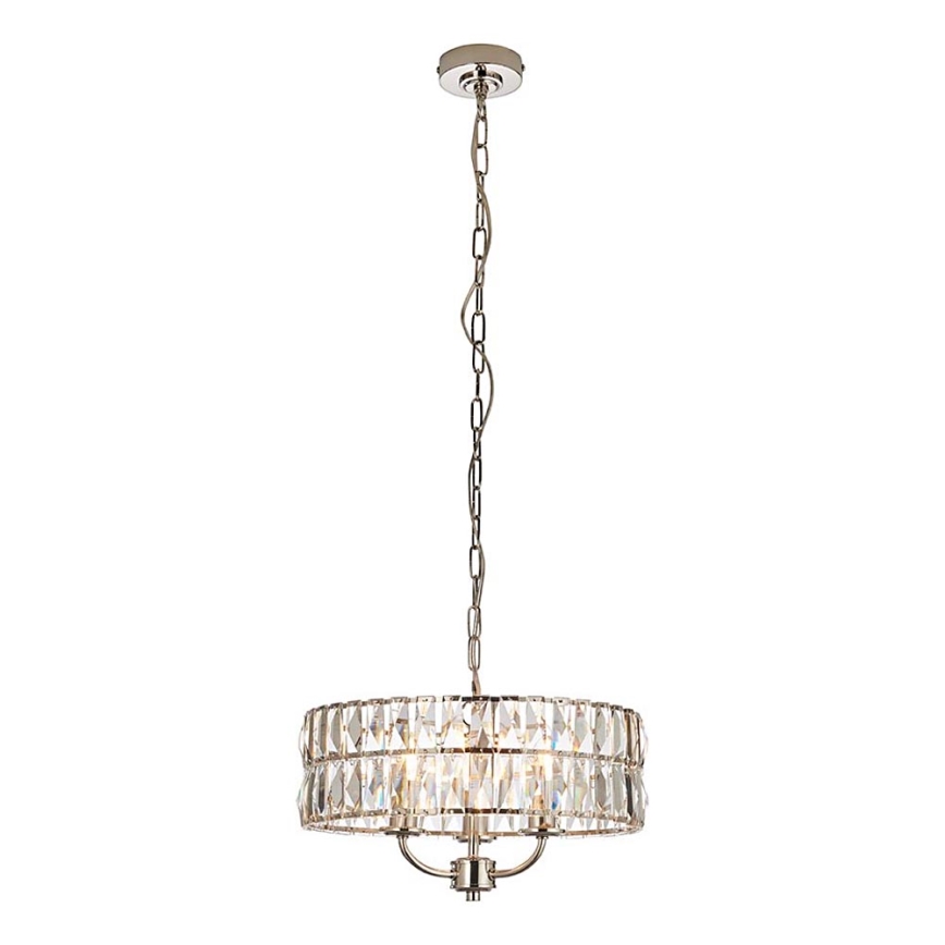 Endon 104466 - Luster na lancu CLIFTON 3xE14/6W/230V prečnik 38,5 cm sjajni hrom/prozirno staklo