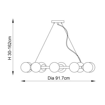 Endon 106008 - Luster na sajli OTIS 10xG9/3W/230V zlatni