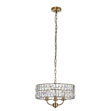 Endon 106243 - Luster na lancu CLIFTON 3xE14/6W/230V prečnik 38,5 cm mesing/prozirno staklo
