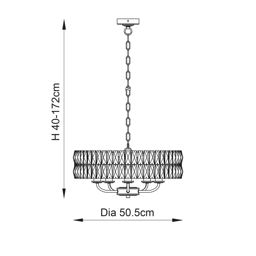 Endon 106244 - Luster na lancu CLIFTON 5xE14/6W/230V prečnik 50,5 cm mesing/prozirno