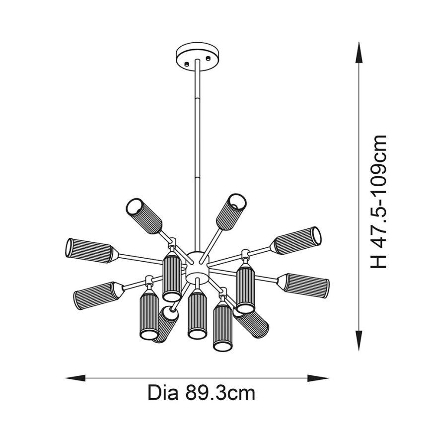 Endon 106256 - Luster na šipci TOUR 13xG9/3W/230V mesing