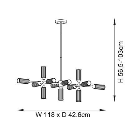 Endon 106259 - Luster na štapu TOUR 13xG9/3W/230V mesing