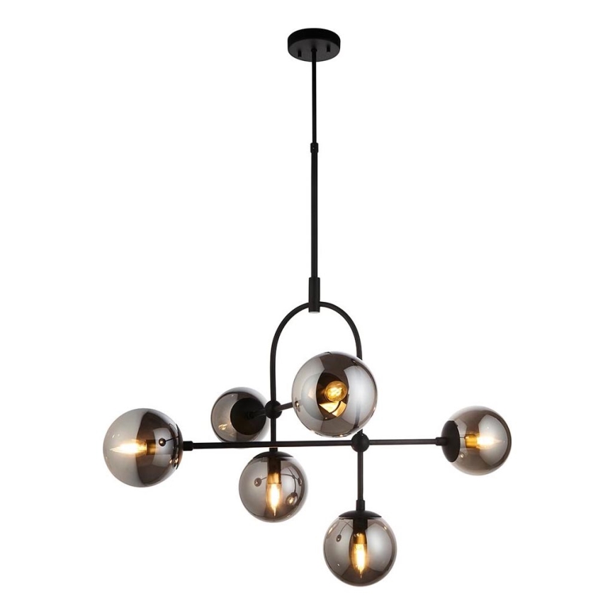 Endon 106661 - Luster na štapu ONTARIO 6xE14/7W/230V crna/dimljena crna