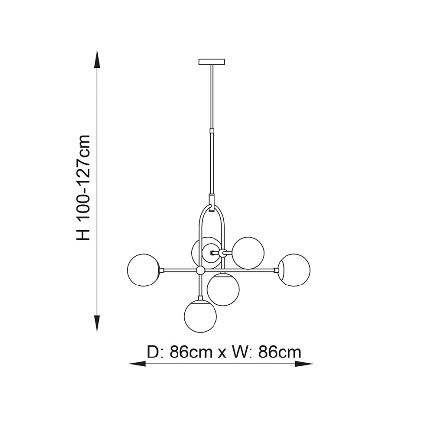 Endon 106661 - Luster na štapu ONTARIO 6xE14/7W/230V crna/dimljena crna