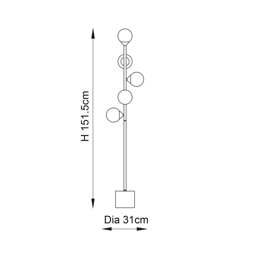 Endon 106756 - Podna lampa OTIS 5xG9/3W/230V zlatna