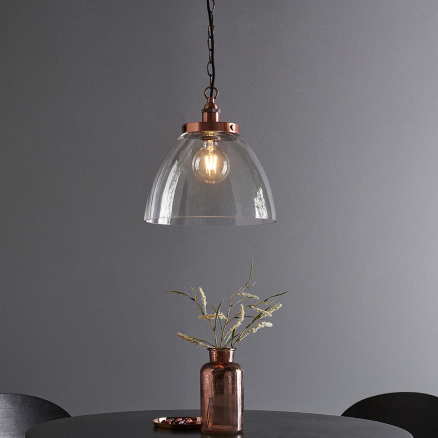 Endon 106895 - Bakarni luster na lancu HANSEN 1xE27/10W/230V