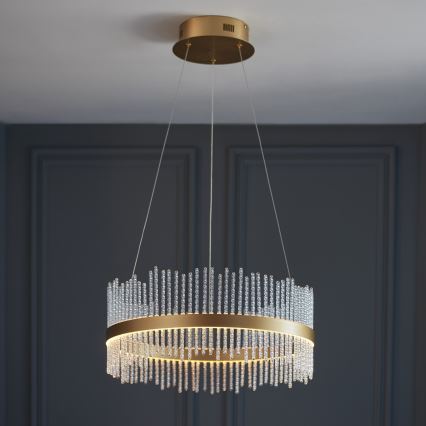 Endon 107671 - LED Prigušivi luster na sajli ADRIEL LED/41W/230V 3000K pr. 51 cm zlatna/prozirna