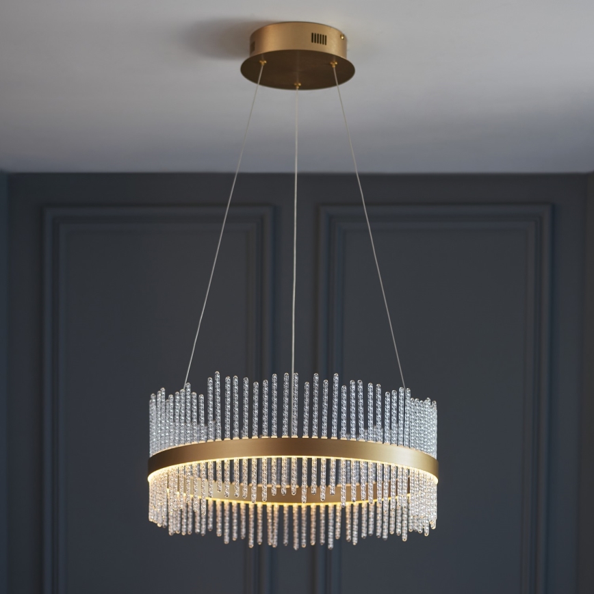 Endon 107671 - LED Prigušivi luster na sajli ADRIEL LED/41W/230V 3000K pr. 51 cm zlatna/prozirna