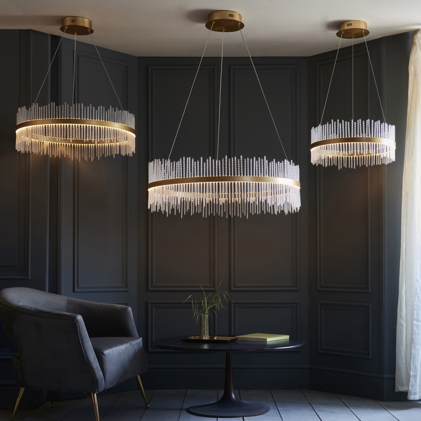 Endon 107671 - LED Prigušivi luster na sajli ADRIEL LED/41W/230V 3000K pr. 51 cm zlatna/prozirna