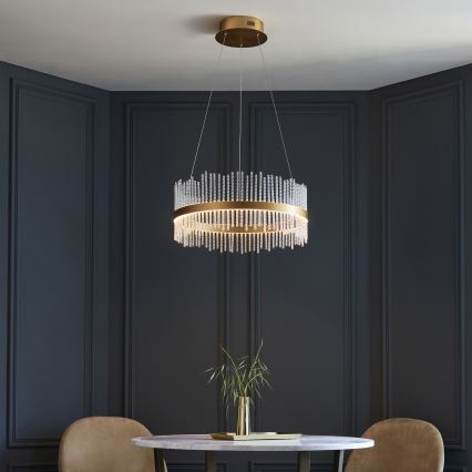 Endon 107671 - LED prigušiva luster na sajli ADRIEL LED/41W/230V 3000K preč. 51 cm zlatna/prozirna