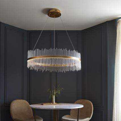 Endon 107672 - LED prigušiva luster na sajli ADRIEL LED/83W/230V 3000K prečnik 89 cm zlatna/prozirna