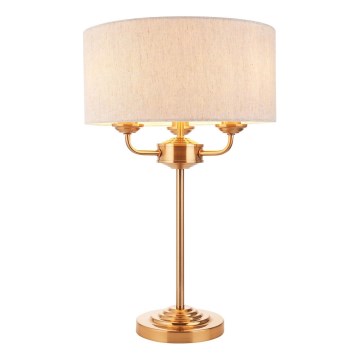 Endon 110721 - Stona lampa HIGHCLERE 3xE14/18W/230V bež/mesing