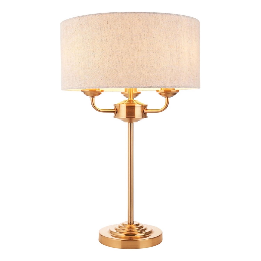 Endon 110721 - Stona lampa HIGHCLERE 3xE14/18W/230V bež/mesing