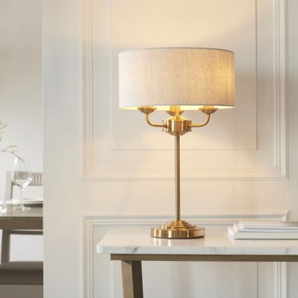 Endon 110721 - Stona lampa HIGHCLERE 3xE14/18W/230V bež/mesing