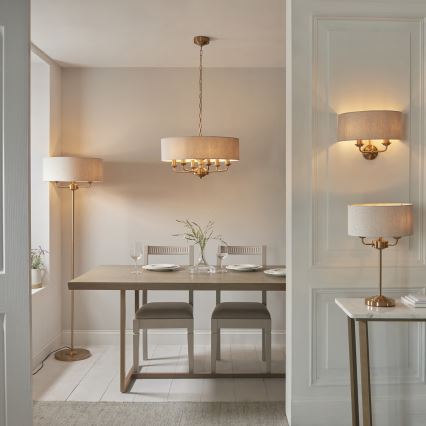 Endon 110721 - Stona lampa HIGHCLERE 3xE14/18W/230V bež/mesing