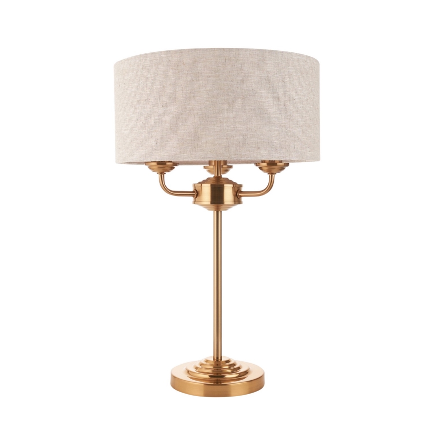 Endon 110721 - Stona lampa HIGHCLERE 3xE14/18W/230V bež/mesing