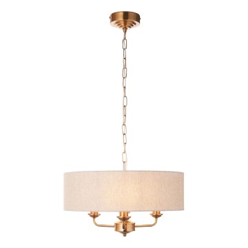 Endon 110723 - Luster na lancu HIGHCLERE 3xE14/40W/230V bež/mesing
