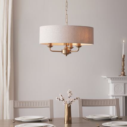 Endon 110723 - Luster na lancu HIGHCLERE 3xE14/40W/230V bež/mesing