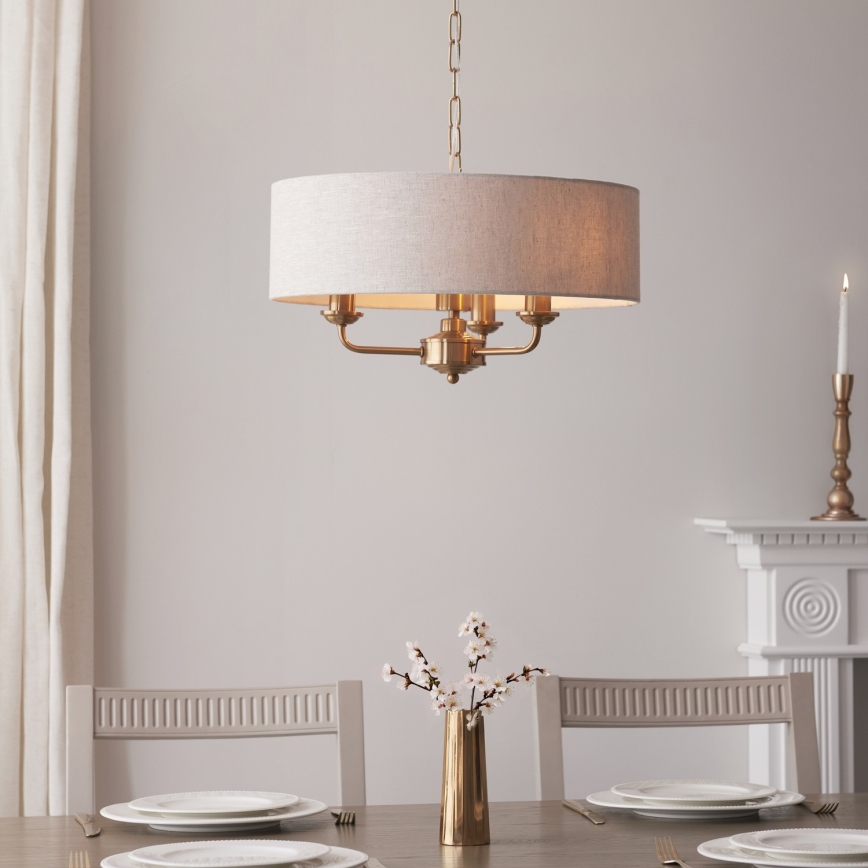 Endon 110723 - Luster na lancu HIGHCLERE 3xE14/40W/230V bež/mesing