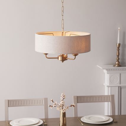 Endon 110723 - Luster na lancu HIGHCLERE 3xE14/40W/230V bež/mesing