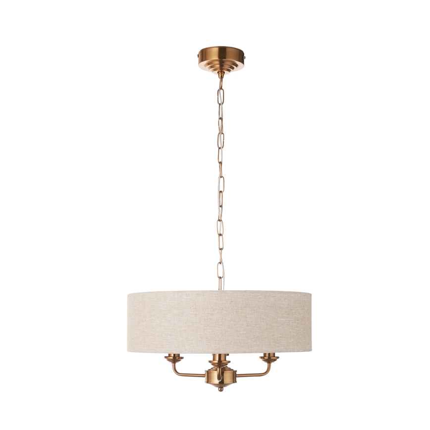 Endon 110723 - Luster na lancu HIGHCLERE 3xE14/40W/230V bež/mesing