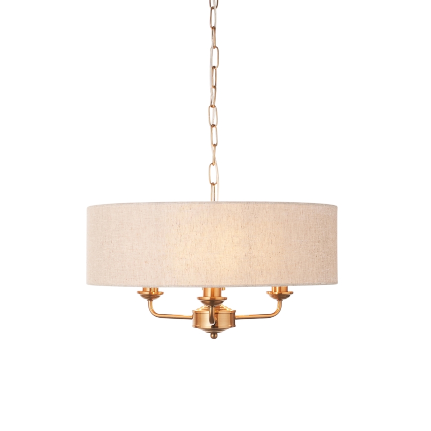 Endon 110723 - Luster na lancu HIGHCLERE 3xE14/40W/230V bež/mesing