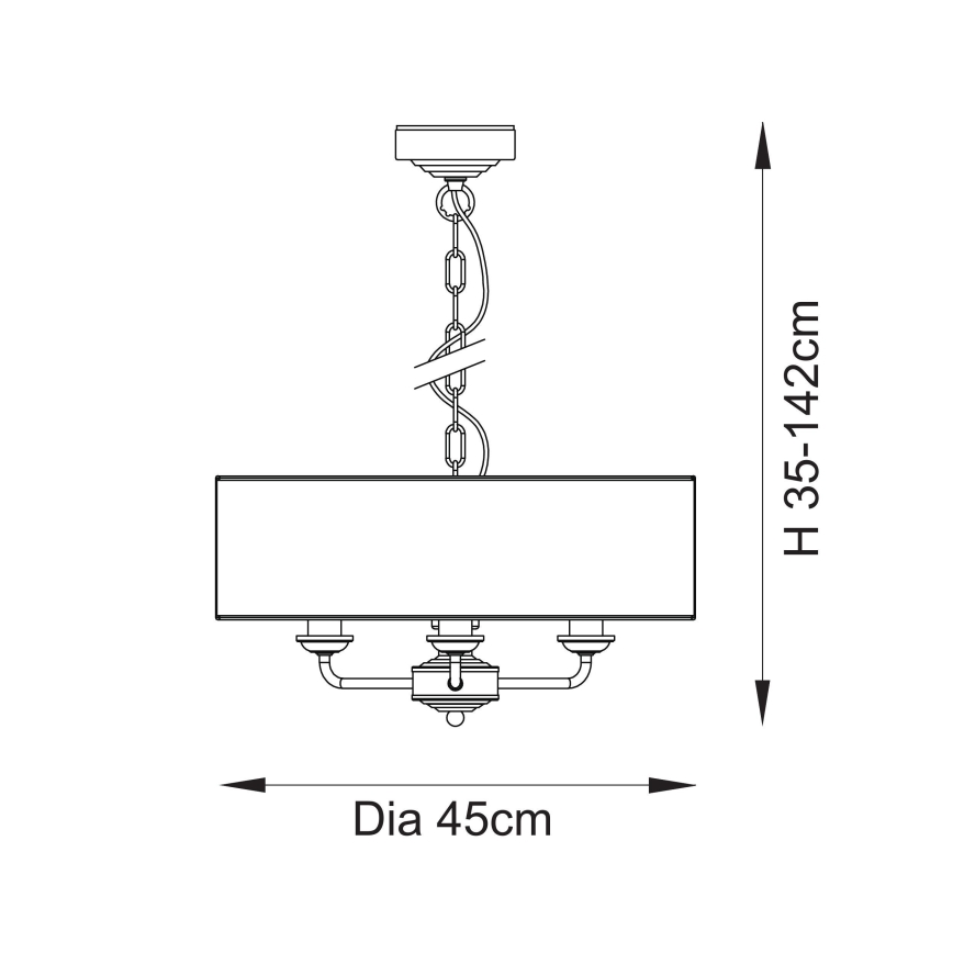 Endon 110723 - Luster na lancu HIGHCLERE 3xE14/40W/230V bež/mesing