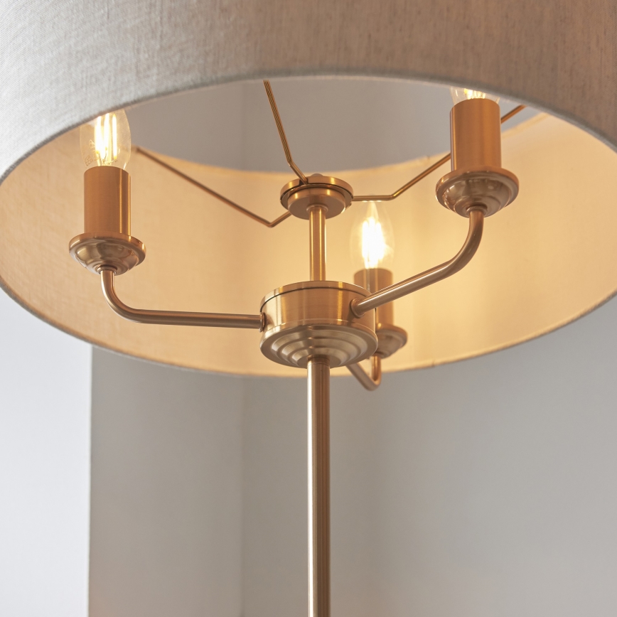 Endon 110724 - Podna lampa HIGHCLERE 1xE14/40W/230V bež/mesing