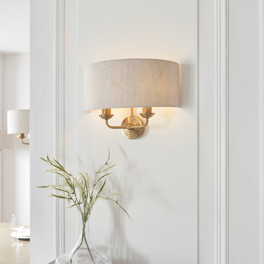 Endon 110726 - Zidna lampa HIGHCLERE 2xE14/40W/230V bež/mesing