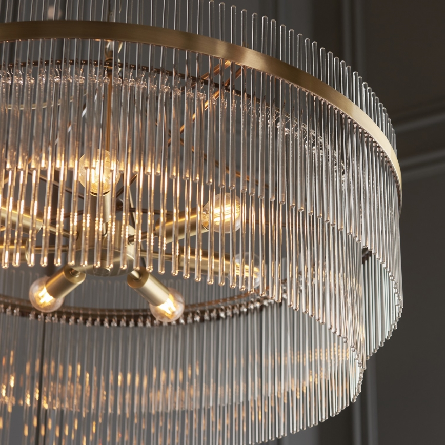 Endon 112574 - Luster na lancu MARIETTA GRAND 7xE14/7W/230V mesing/prozirno