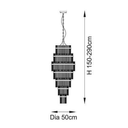Endon 112793 - Luster na lancu MARIETTA GRAND 21xE14/6W/230V mesing/prozirno