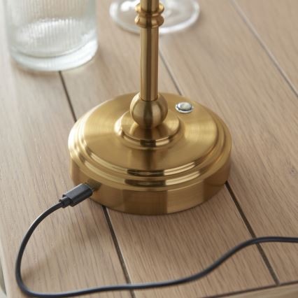 Endon 114811 - LED sa prigušiva funkcijom punjiva stona lampa BURLEY LED/1,5W/5V 3600 mAh mesing/bela