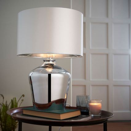 Endon 61198 - Stona lampa WALDORF 1xE27/10W/230V sjajni krom/bela