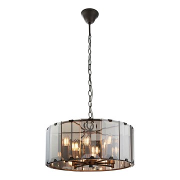 Endon 61294 - Luster na lancu CLOONEY 8xE14/40W/230V crno/dimno