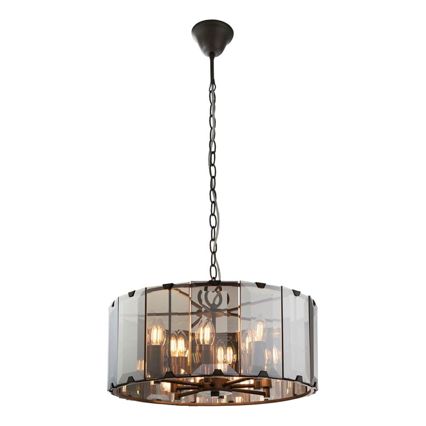 Endon 61294 - Luster na lancu CLOONEY 8xE14/40W/230V crno/dimno
