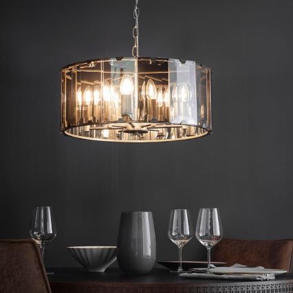 Endon 61294 - Luster na lancu CLOONEY 8xE14/40W/230V crno/dimno