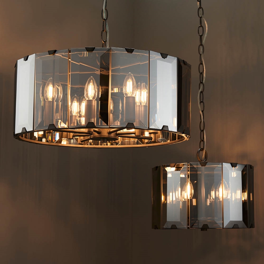 Endon 61294 - Luster na lancu CLOONEY 8xE14/40W/230V crno/dimno